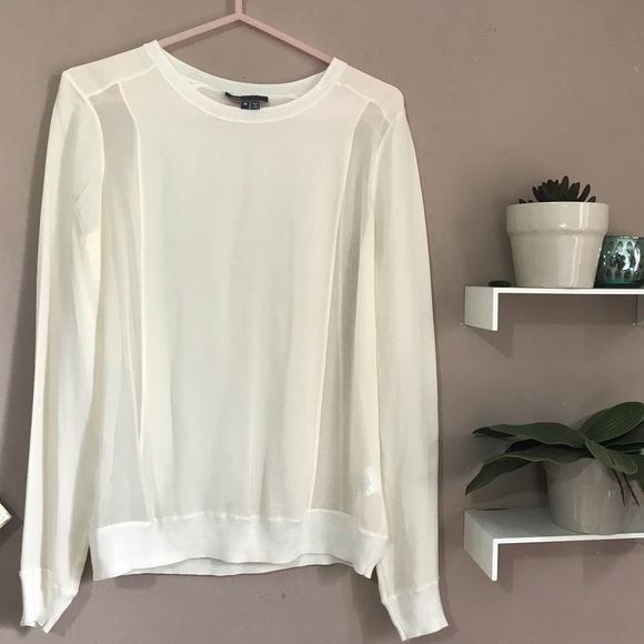 SOLD Vince Silk Sheer Side Panel Crew Neck Sweater - Picture 3 of 8